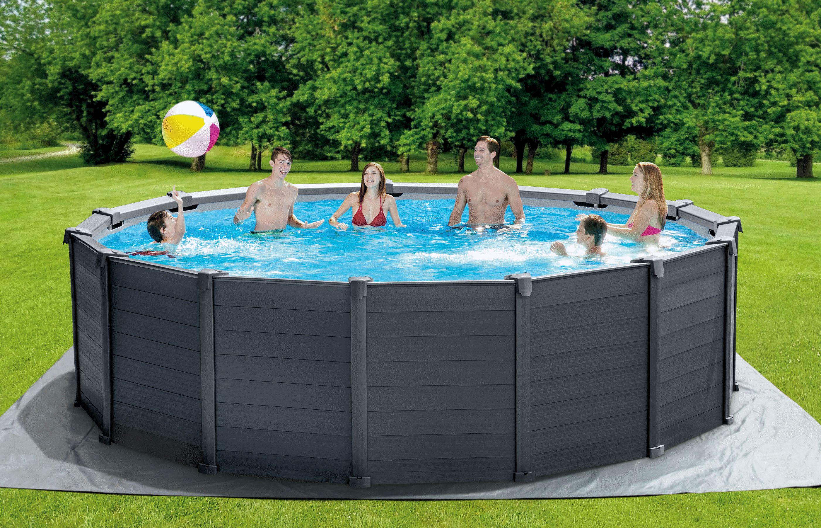 15FT Graphite Gray Panel Pool Set